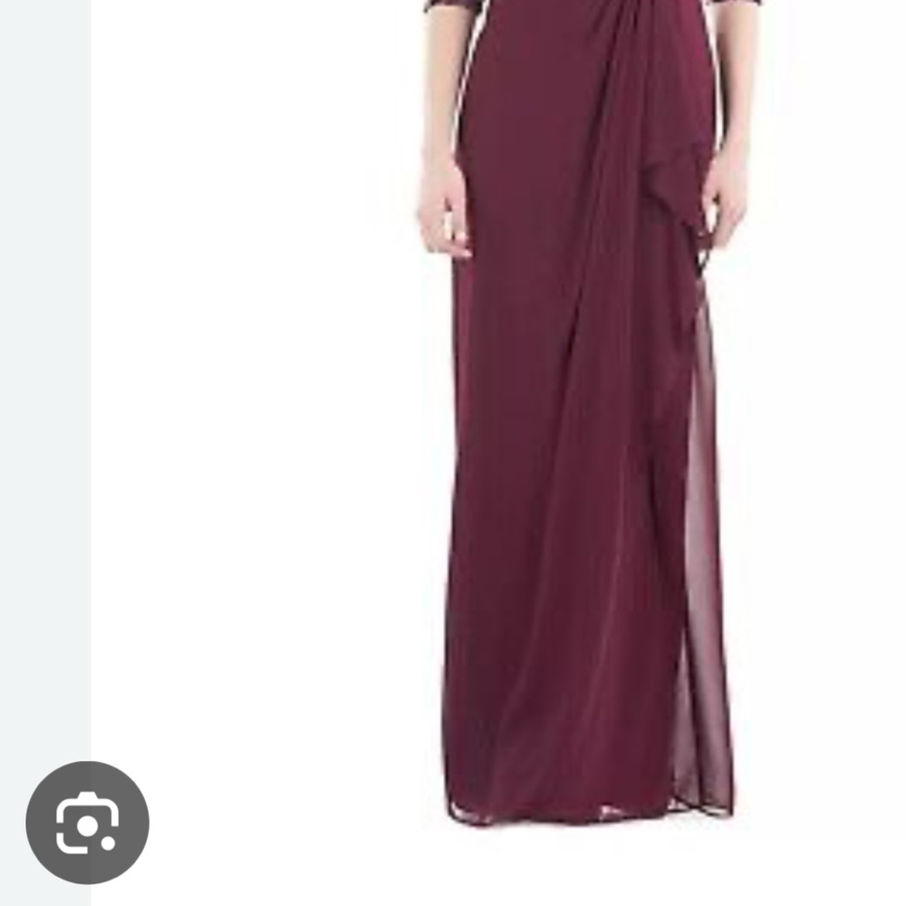 Red Ruched Wrap Maxi Skirt with Slit